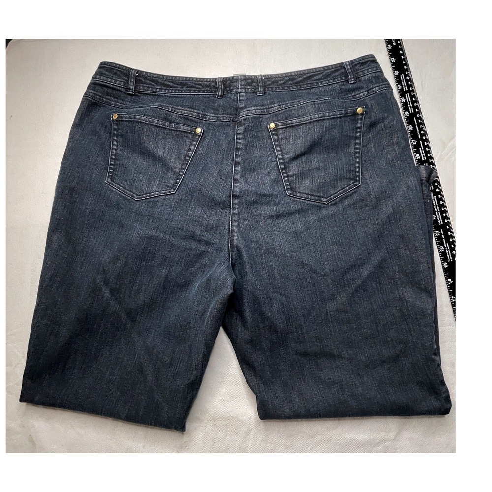 Ellen Tracy Jeans Women 18 Blue Dark Wash Straight Leg Mid Rise Denim Pants - Picture 2 of 10
